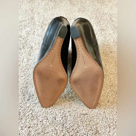 Brand New Black Leather Wedge Heel Ankle Boots LINEA PAOLO 7M - Picture 2 of 4